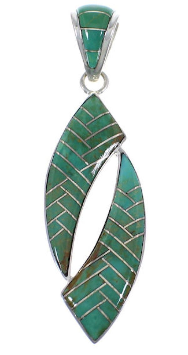Turquoise Inlay And Silver Jewelry Pendant PX28969